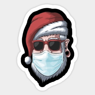 Santa Claus Wearing Face Mask Funny Christmas Gift Sticker